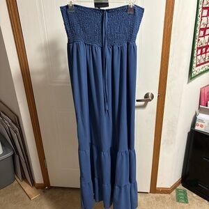 SHEIN Strapless Smocked Maxi Dress in Blue